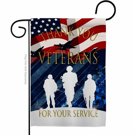 PATIO TRASERO 13 x 18.5 in. Thank You Veterans Garden Flag with Armed Forces Service Double-Sided  Vertical Flags PA3870247